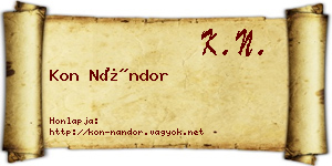 Kon Nándor névjegykártya